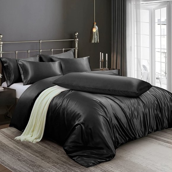 New  6 Pieces Satin Duvet Cover King Size Luxury Silky Bedding Duvet C… - Picture 10 of 15